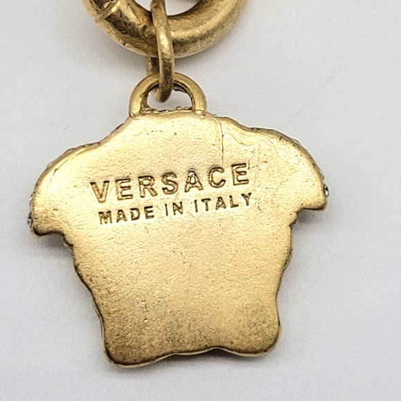 Versace Diamond Swarovski Crystal Medusa Head Rolo Link Statement Necklace - Picture 6 of 11